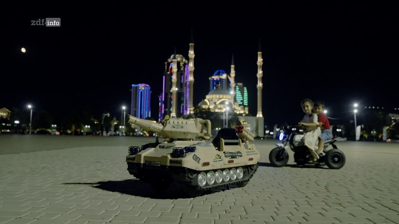 war toys on a big square in grozny
