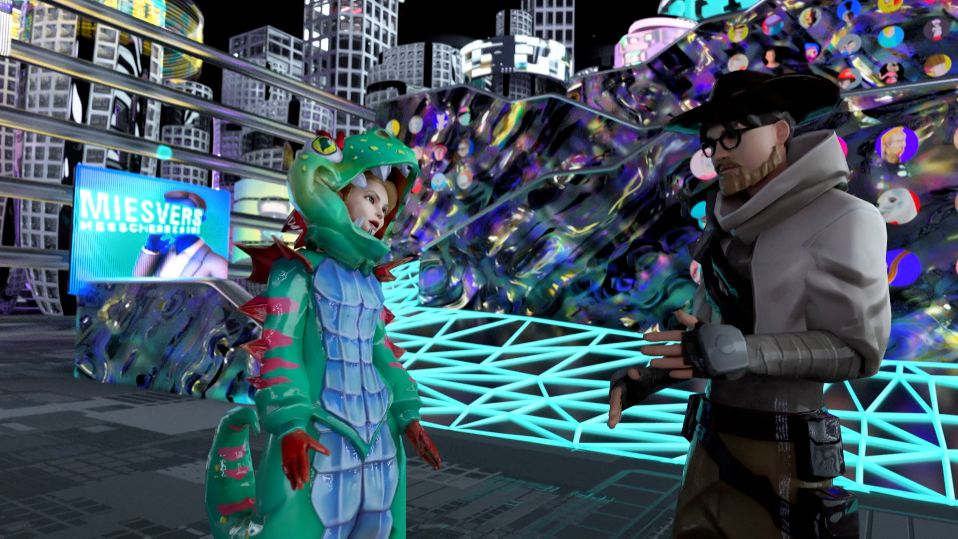 Laura Kampf and Nilz Bokelberg as scanned avatars in the metaverse