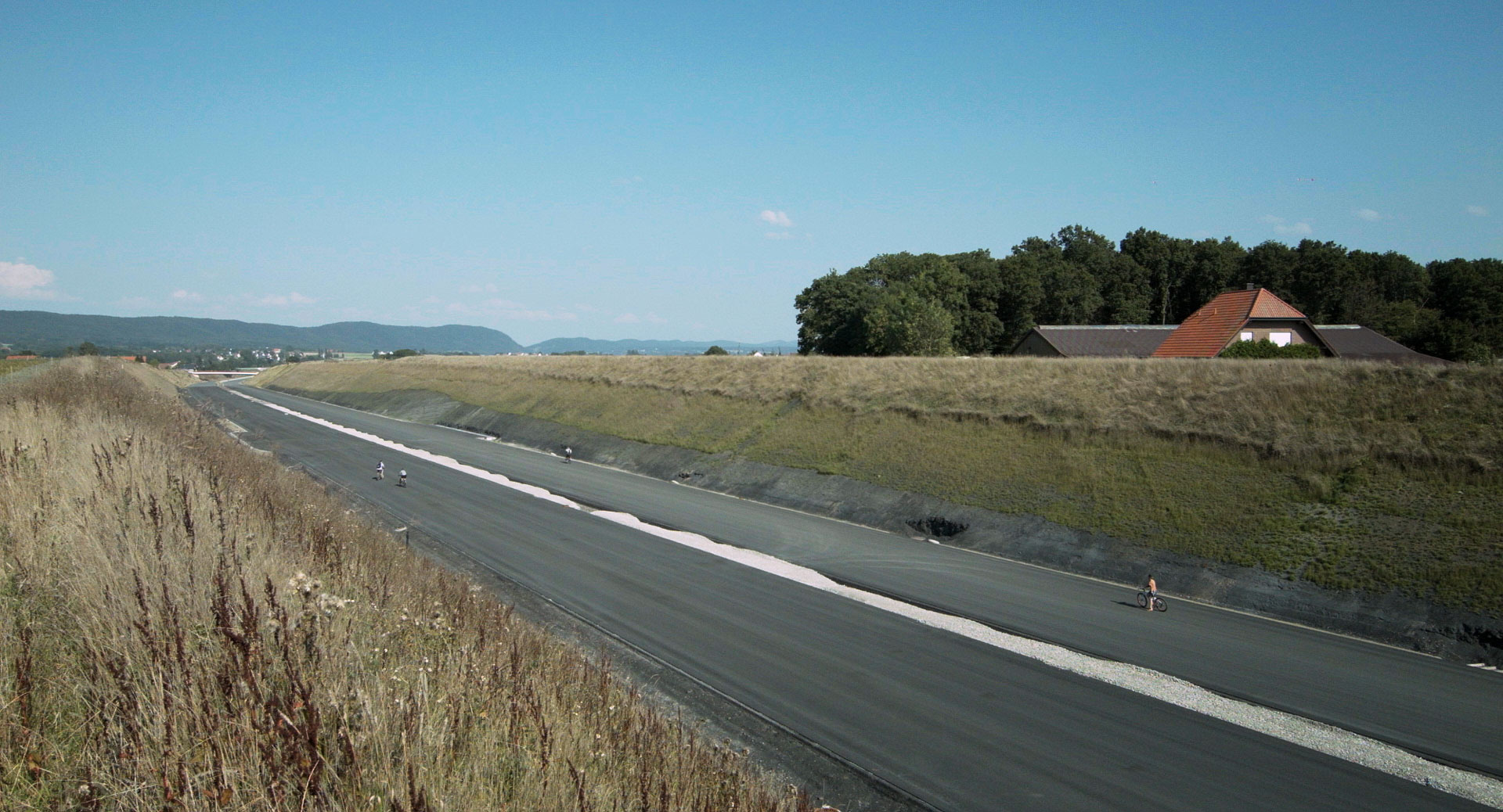 the fresh builded motorway without cars but with bicycles
